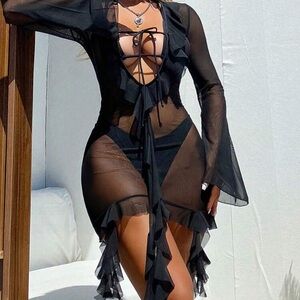 Sheer Black Ruffle Dress